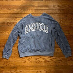 Thread & Supply Blue Nashville Thermal Sweatshirt Size Small
